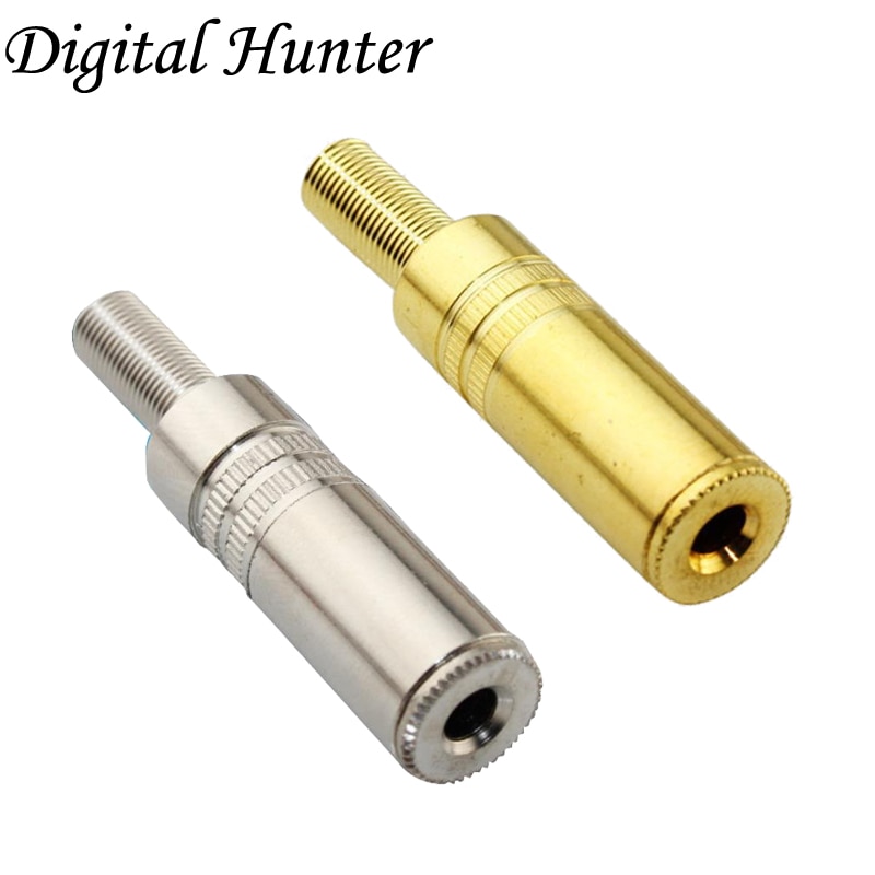 2Pcs Metal Alloys Jack 3.5mm Female Adapter Solder Stereo Inline Socket Wire Connector