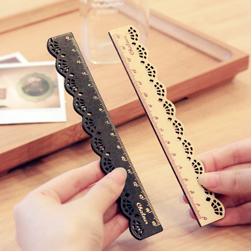 2 PC/LOT Vintage Cute Lacy Wooden Ruler of 15 CM, CZ00001