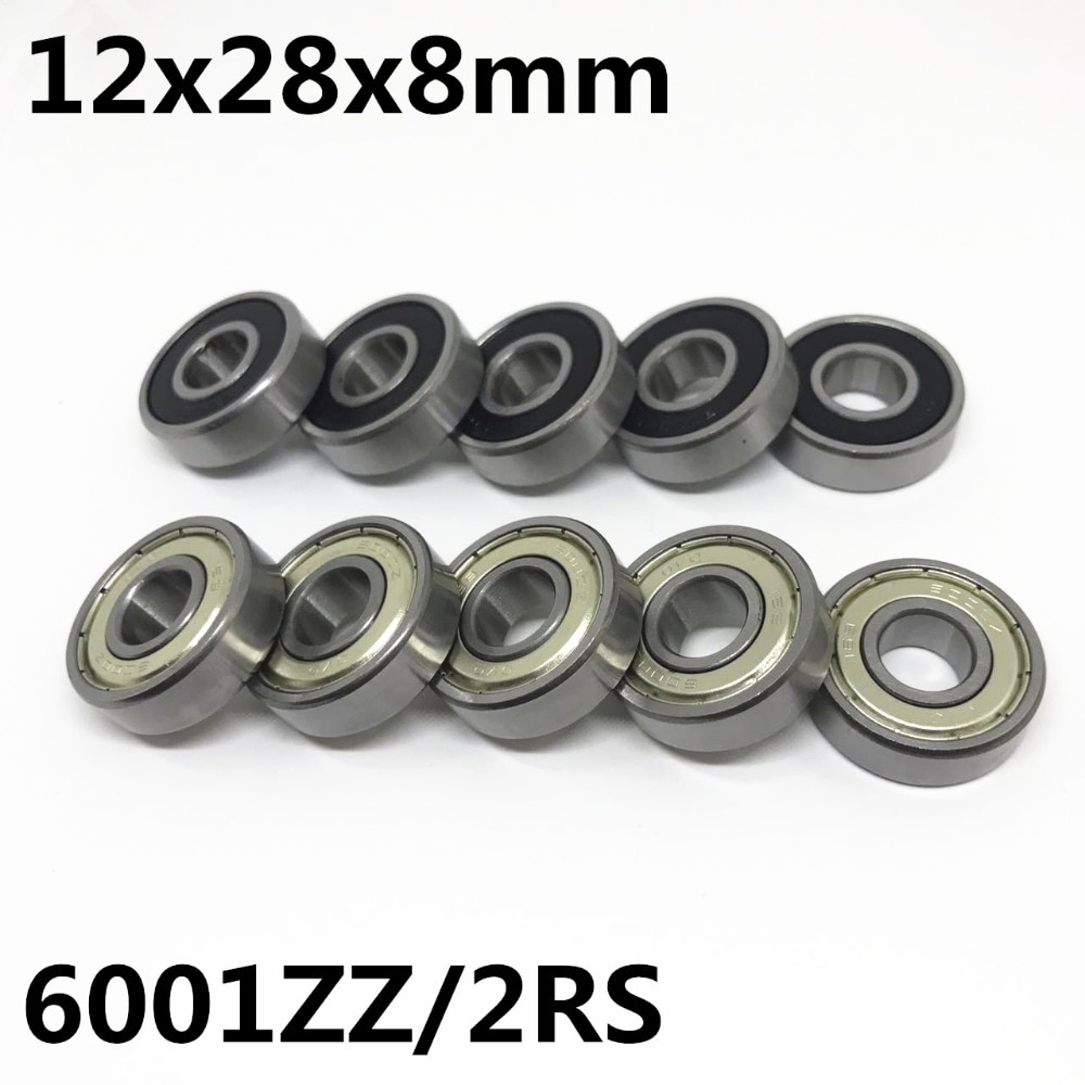 10Pcs High quality 6001ZZ 6001-2RS ball bearing 12x28x8 mm deep groove ball bearing 6001RS 6001