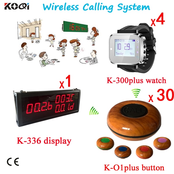 Wireless Customer Calling System Koqi Brand Wrist Smart Watch & Eletric Panel Wireless Button Wireless Customer Calling Syst
