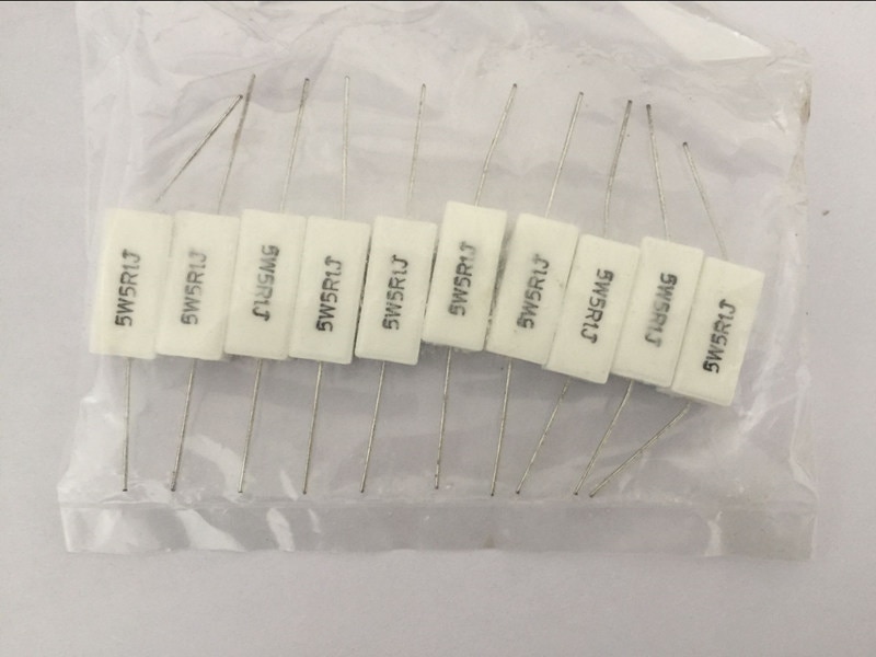 10PCS 5W Watt 0.1R-2K Ohm 5% Ceramic Cement Power Resistor Discount 50