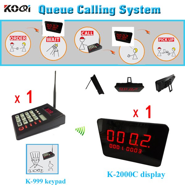 queue system / pager system of hospital , 1 K-999 keypad + 2 K-2000C display