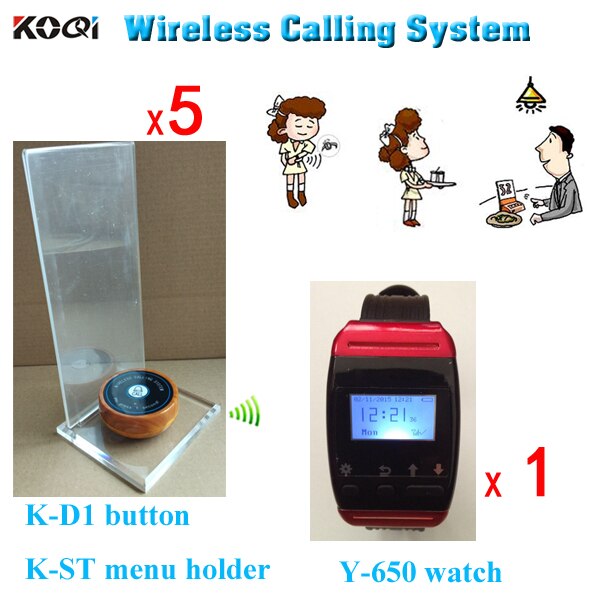 Vibrating restaurant pagers Y-650 wrist watch with K-D1 wooden button