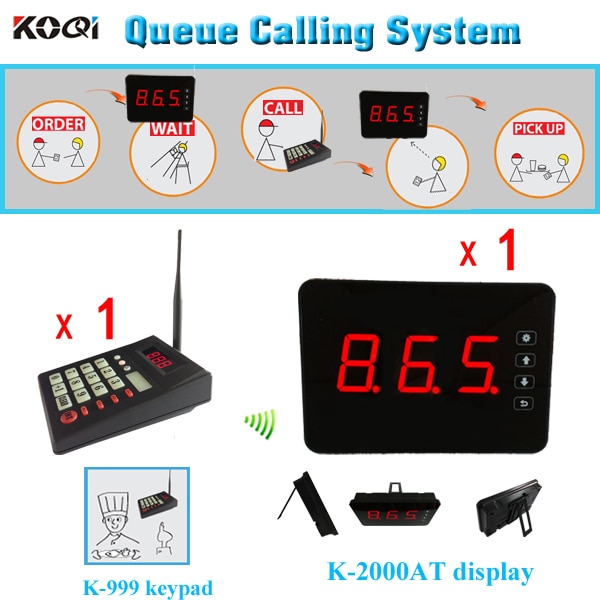 Wireless queue calling system, 1 transmitter K-999 + 1 number display K-2000AT Cheapest