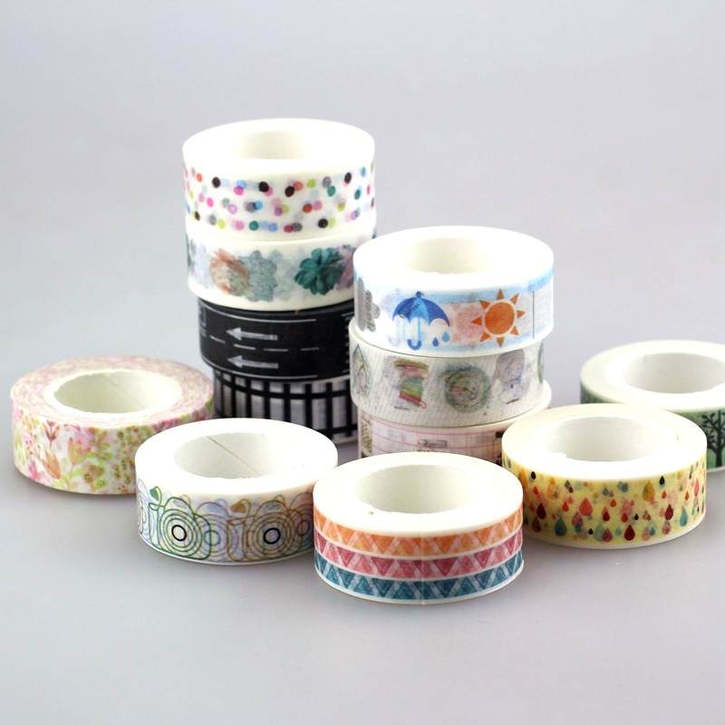 NEW !1pcs/lot 15mm * 10m Kawai Tape Patterns of Flags,dots and flower Japanese Paper Washi Tape 10m