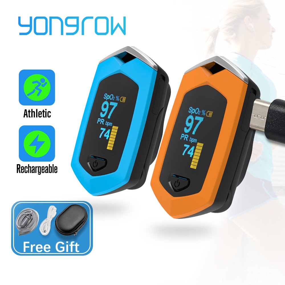 Yongrow Medical Rechargeable Digital Fingertip Pulse Oximeter Blood Oxygen Saturation Meter Finger SPO2 PR Monitor Oximetro