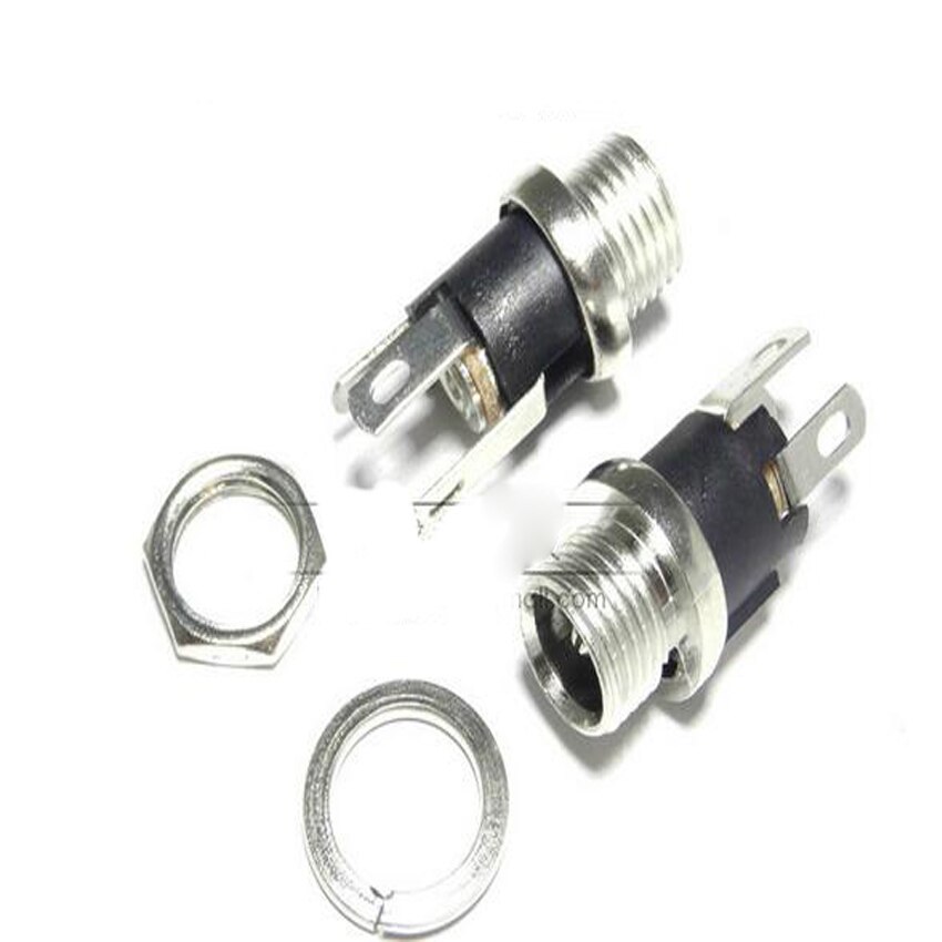 50PCS/Lot DC-025M DC025M Power DC Socket/Jack connector With Nut DC5.5*2.5 5.5*2.5MM
