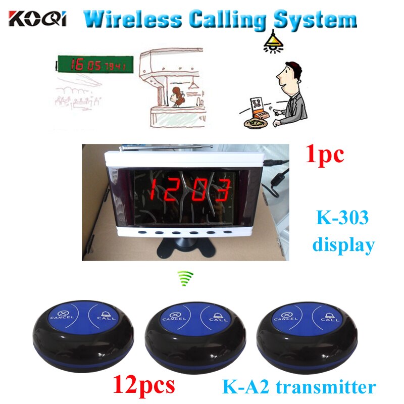 Restaurant guest paging system 1 desktop screen K-303 with 12 bell buzzers use in the tea house