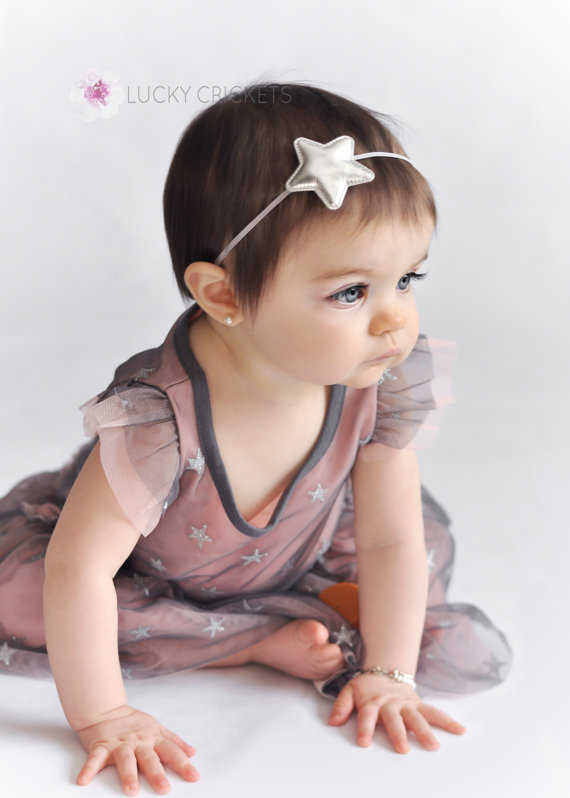 Chic Baby Girls PU Five-pointed Star Headband Newborn Nylon Headband Toddler Headwear Hairband Hair Accessories Gift Photo Prop