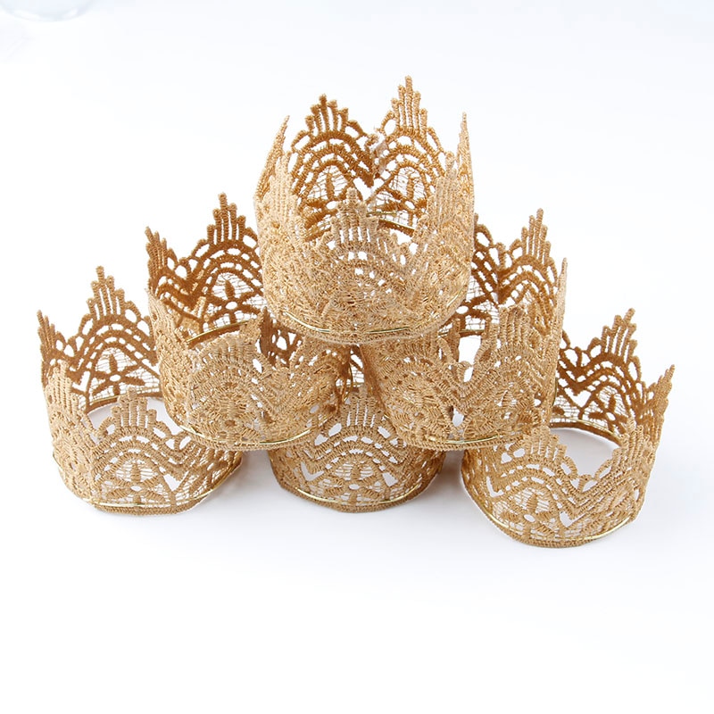Hot Sale Fashion Accessories Khaki Circle Lace Crown DIY Baby Headband Girls Headwear Hairpins Kids Hair Accessory