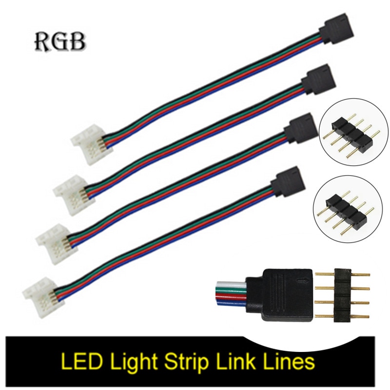 5pcs Led Tape Accessories RGB 10mm 4PIN No Soldering Cable PCB board LED Flexible Strip Female Connector For 3528 5050 RGB light