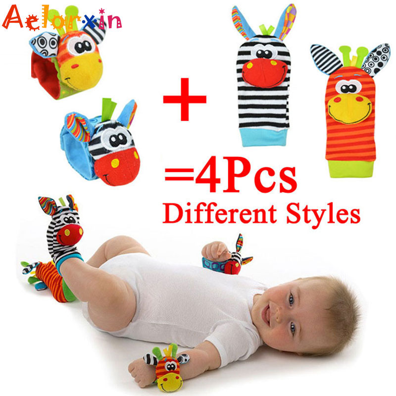 0-12 Months Baby Toy Baby Rattles Toys Animal Socks Wrist Strap +Rattle Baby Foot Socks Bug Wrist Strap Baby Socks