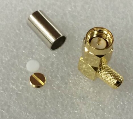right angle sma male connector for 50-1.5 RG316/178/174 cable RP-SMA coaxial connector 10pcs/lot