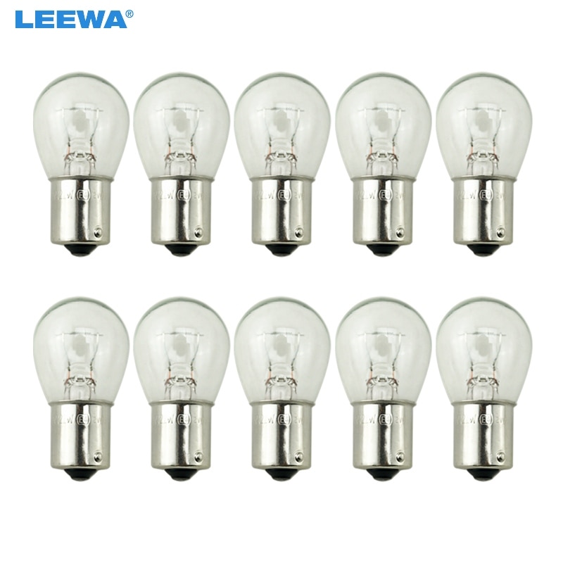 LEEWA 10pcs 24V 1156 BA15S S25 P21W Auto Clear Glass Lamp Turn Tail Bulb Truck Bus Indicator Halogen Lamp #CA1226