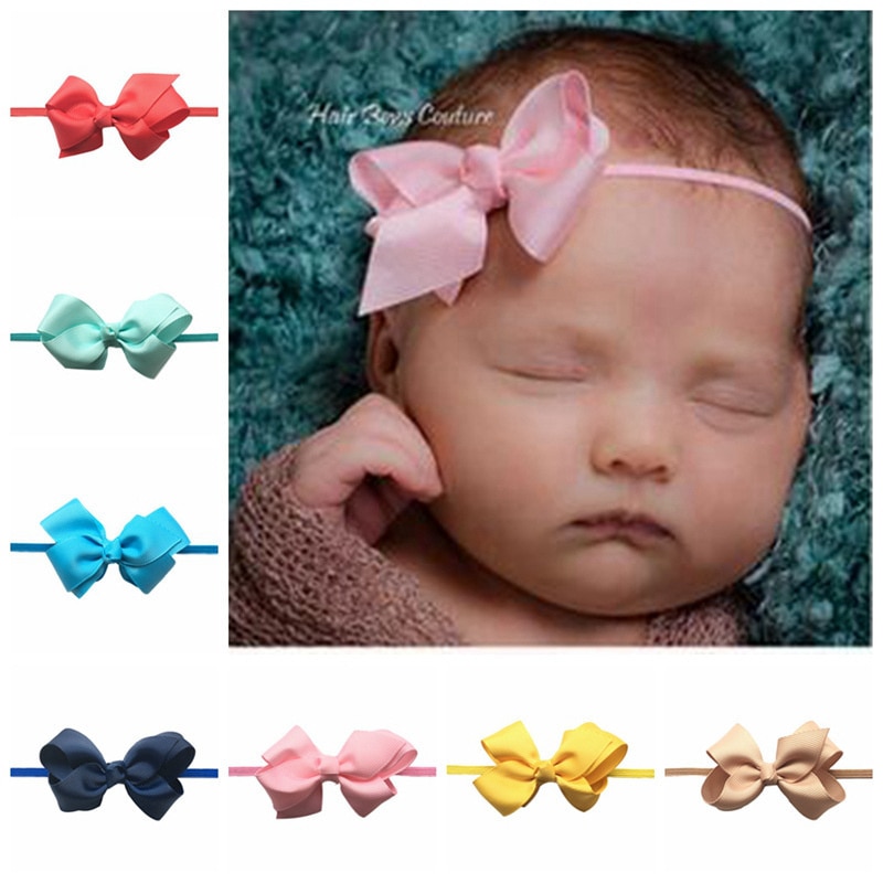 Wholesale baby girls headband with Ribbon Bow 8cm Match Delicate Bring Children Hair Decorate Headwear