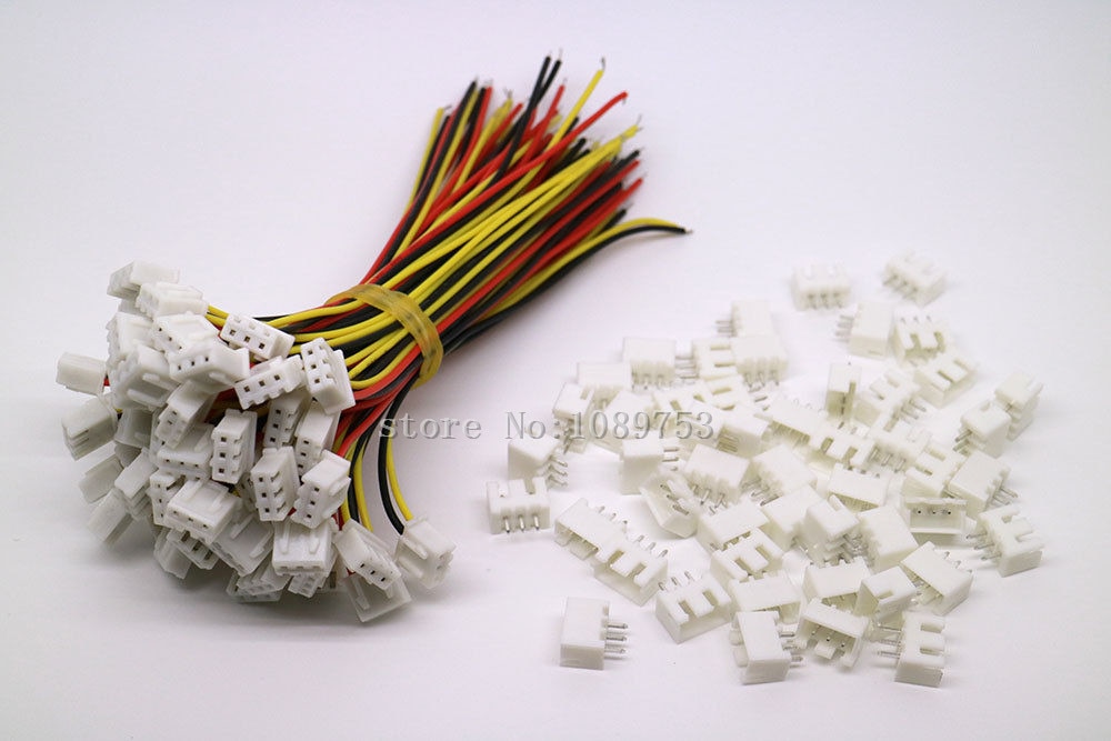 100 SETS JST XH 2.5 3 Pin Battery Connector Plug Female & Male with 100MM Wire