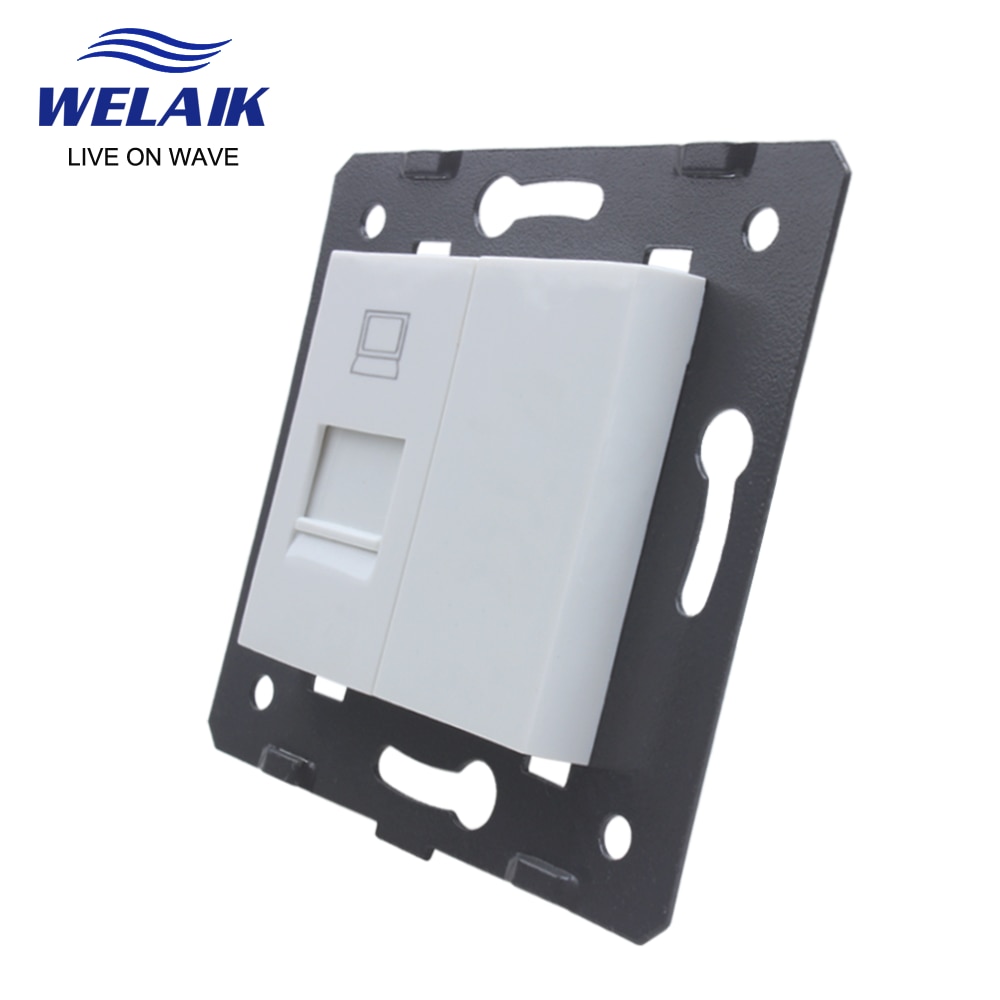 WELAIK EU Standard Internet RJ45 CAT6 Computer DIY-Parts-Wall Socket Parts-Without Glass-Panel 45*45mm A8COW
