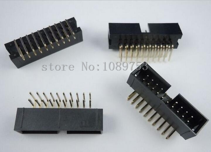 50pcs 2.54mm 2x10 20 Pin Right Angle Male Shrouded PCB Box header IDC Connector
