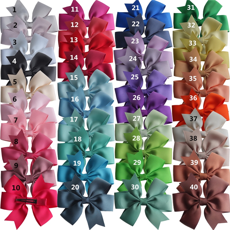 40 pcs Baby Girls Pinwheel Hair Bow 3.5'' Hairbow Hair Clips Accessories Headwear Boutique Grosgrain Dovetail Hair Bow