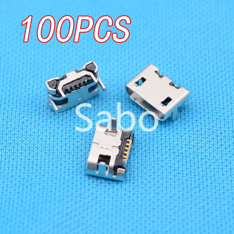 100pcs Micro USB 5P,5-pin Micro USB Jack,5Pins Micro USB Connector for Tail Charging mobile phone