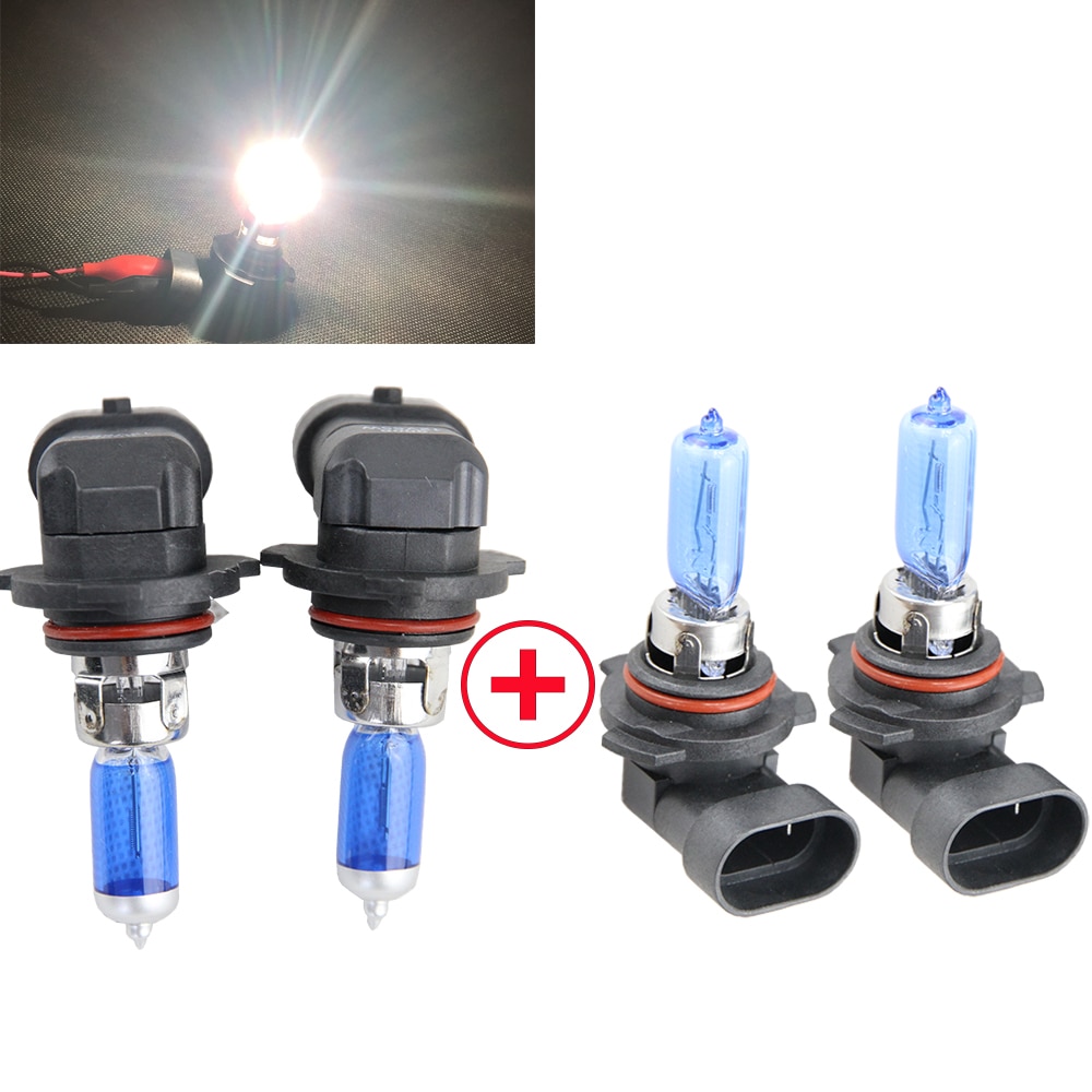 1 Pair 9005 HB3 + 1Pair 9006 HB4 6500K White 55W 12V Halogen Headlight Lamps High Low Beam Head Lamp Light Bulbs
