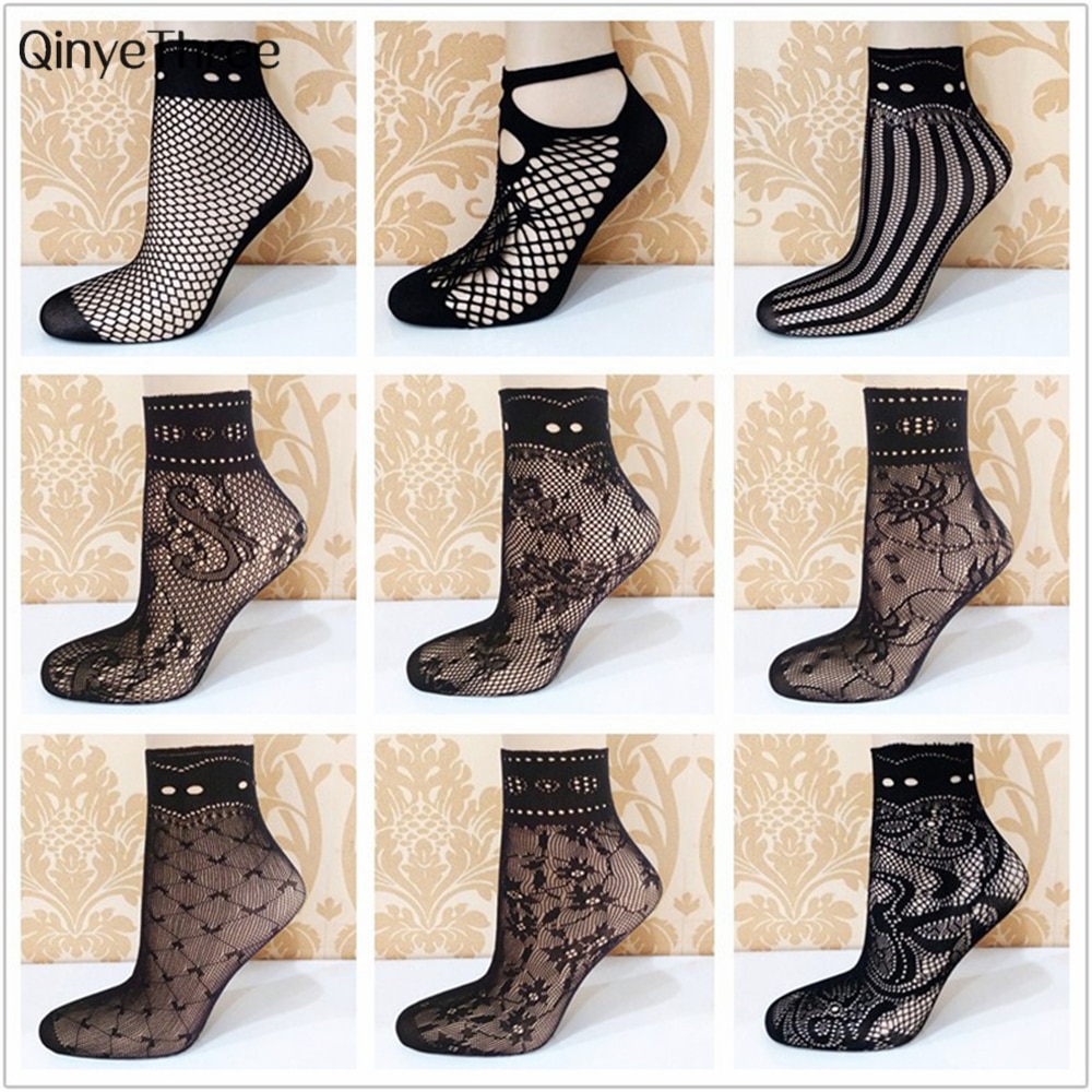 Elegant Women Lovely Girls Summer Fashion Sexy Lady Soft Black Lace Ruffle Fishnet Mesh Short Ankle Socks Ultrathin