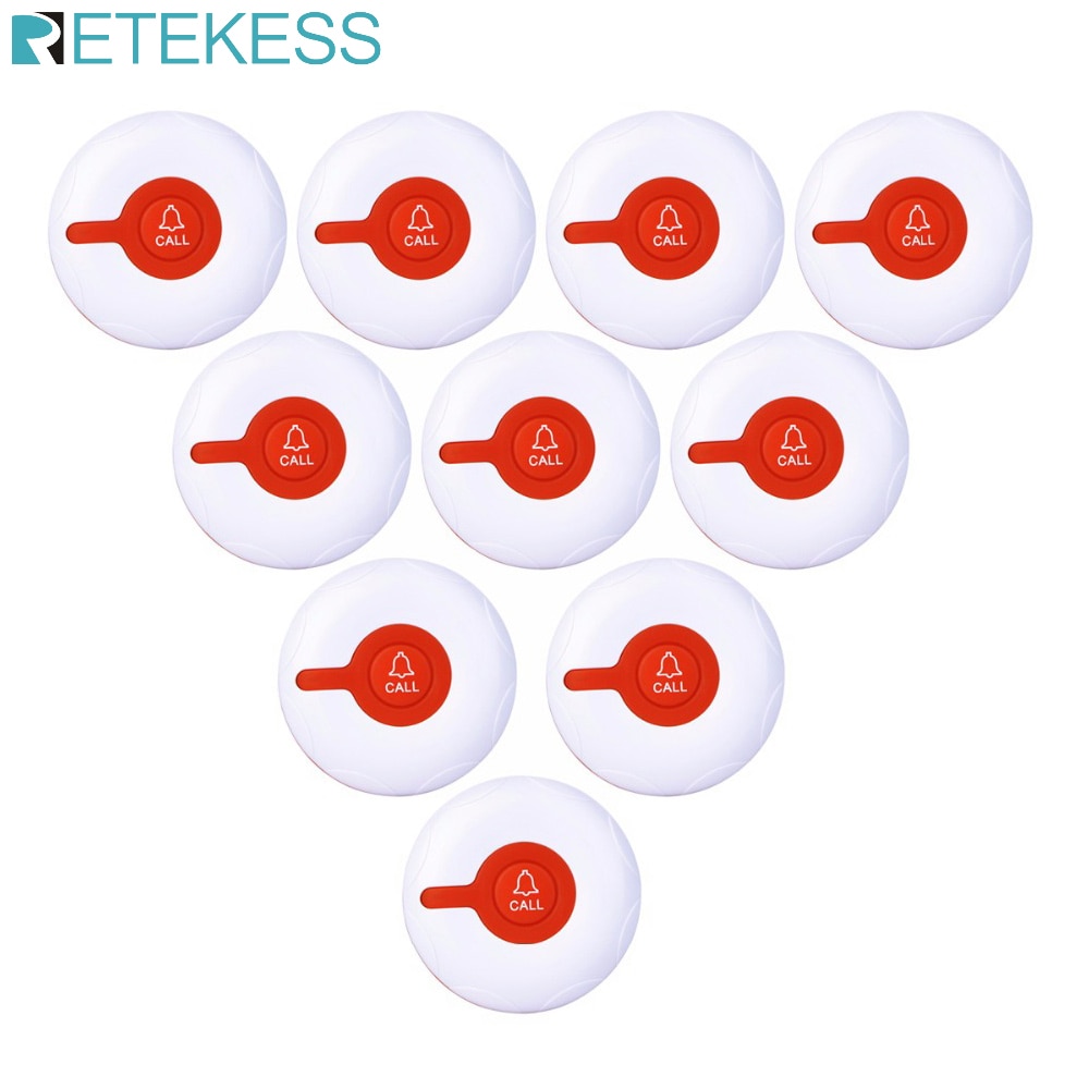 Retekess 10pcs TD009 Wireless Call Button Caregiver Restaurant Pager Cafe Waterproof for Elderly Clinic for T114 /TD108 /TD106