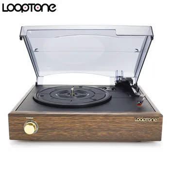 LoopTone 3-Speed Classic Phonograph Gramophone Belt-Driven Turntable Vinyl LP Record Player W/ 2 Built-in Stereo Speakers