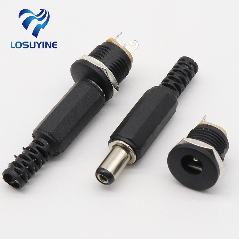 5.5X2.1mm DC Power Female Plug Jack + Male Plug Jack Socket Adapter Connector