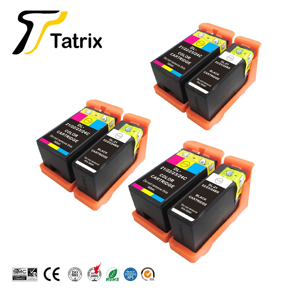 Tatrix for DELL 21 22 23 24 Ink Cartridge DL21 Inkjet Cartridge Compatible For DELL V313 V313W V515W P513W P713W V715W Printer