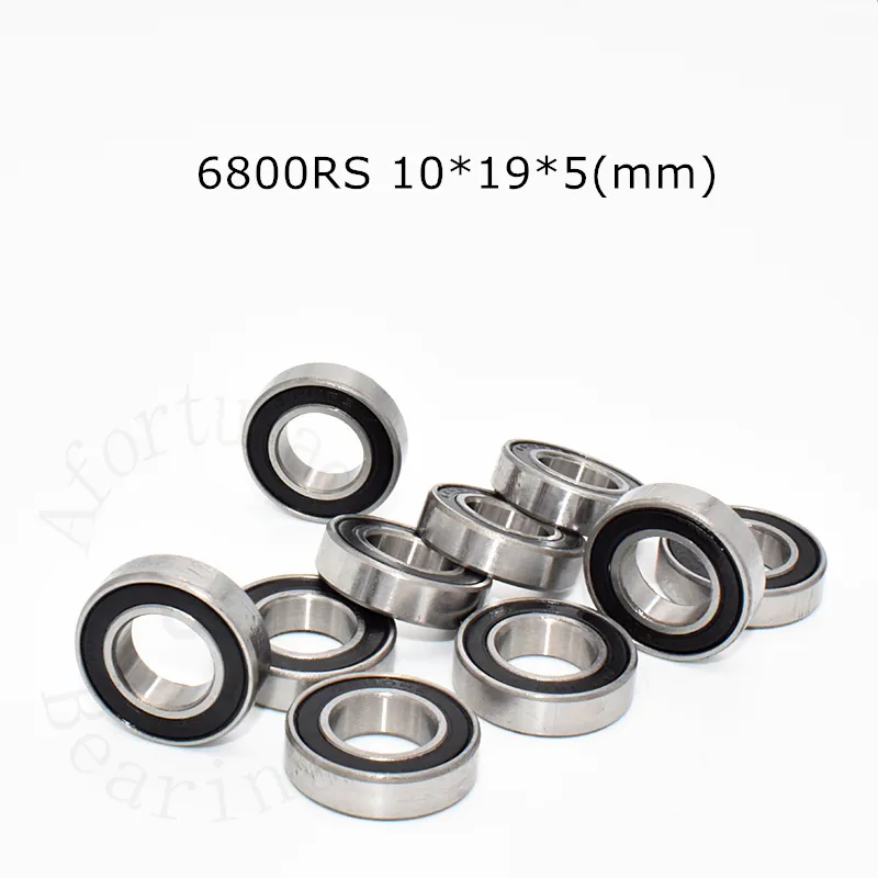 Bearing 10pcs 6800RS 10*19*5(mm) rubber Sealed free shipping chrome steel parts Transmission accessories