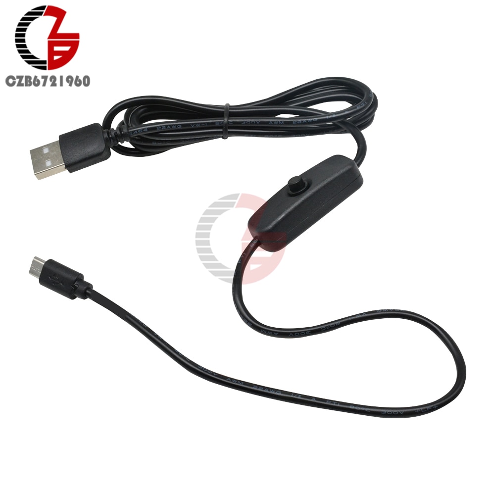 Micro USB Power Supply Charging Cable With ON/OFF Switch 1.5m For Raspberry Pi