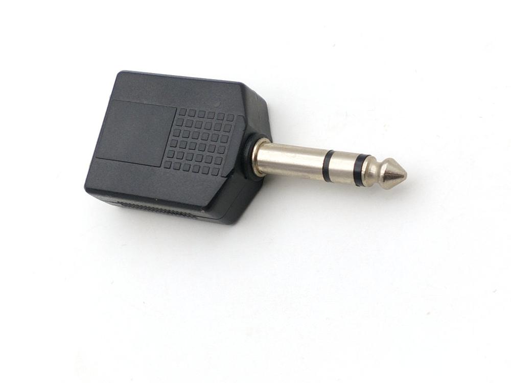 Stereo 6.35mm 1/4" Male Plug to 2 Female Stereo for Audio/Guitar/PA/Mic