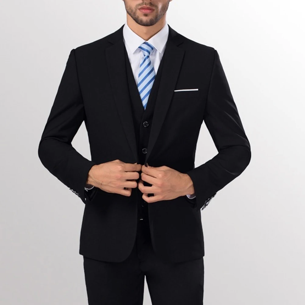 Men Slim Fit Business Suit One Button Formal Two-Piece Groom Wedding Men's Blazers Set Trousers Business Jacket trajes de h