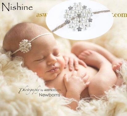 NISHINE Kids Baby Hair Accessories Pearl Rhinestone Headbands Fashion Hair Band Headpiece for Toddler Infant Gifts
