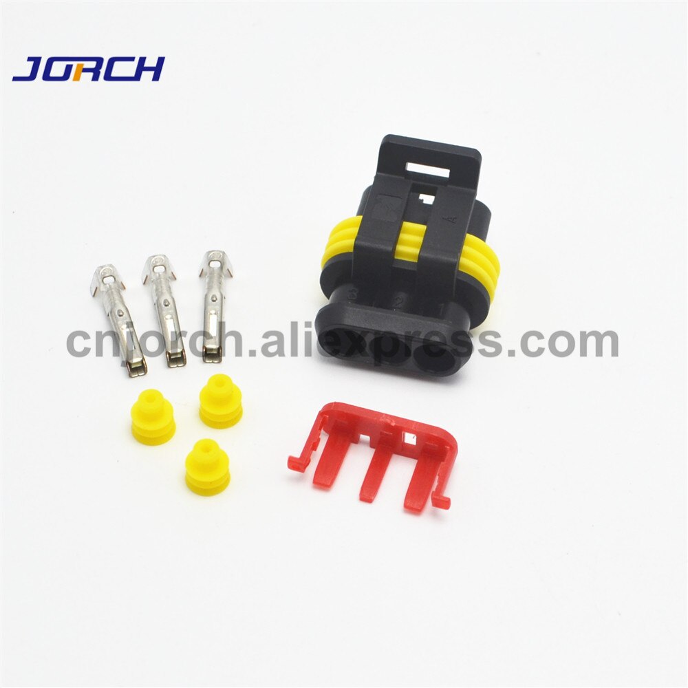 10 Sets 3Pin way super seal auto TE connector wire to wire waterproof auotmotive socket 282087-1