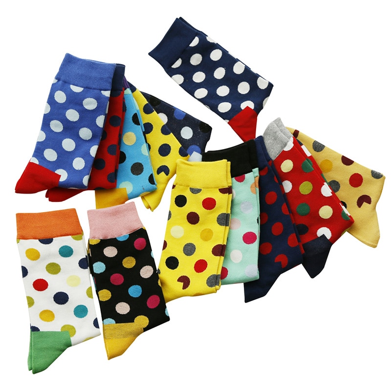6 Pairs Couple Short Sock All-match Season Cotton Happy Socks Trendy Creative Hit Color Dot Casual Durable Men Women Socks Meias