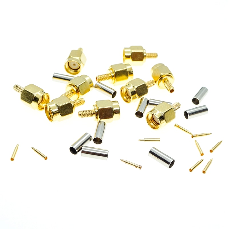 10Pcs High-quality SMA Male Plug crimp for RG174 RG316 LMR100 Cable RF Connector