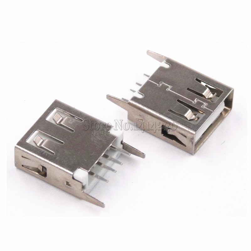 10Pcs USB Type A Female Socket 180 Degrees Vertical 4pins 13.7mm USB Interface