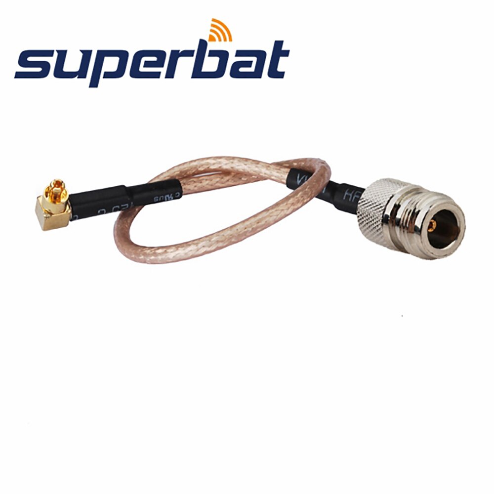 Superbat MC-Card Male Right Angle to N Female Straight Pigtail Cable RG316 15cm Jumper Cable Assembly for Option Wireless