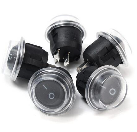 5 x Round Black 2 Pin SPST ON-OFF Rocker Boat Switch 12V Snap + Waterproof Coat