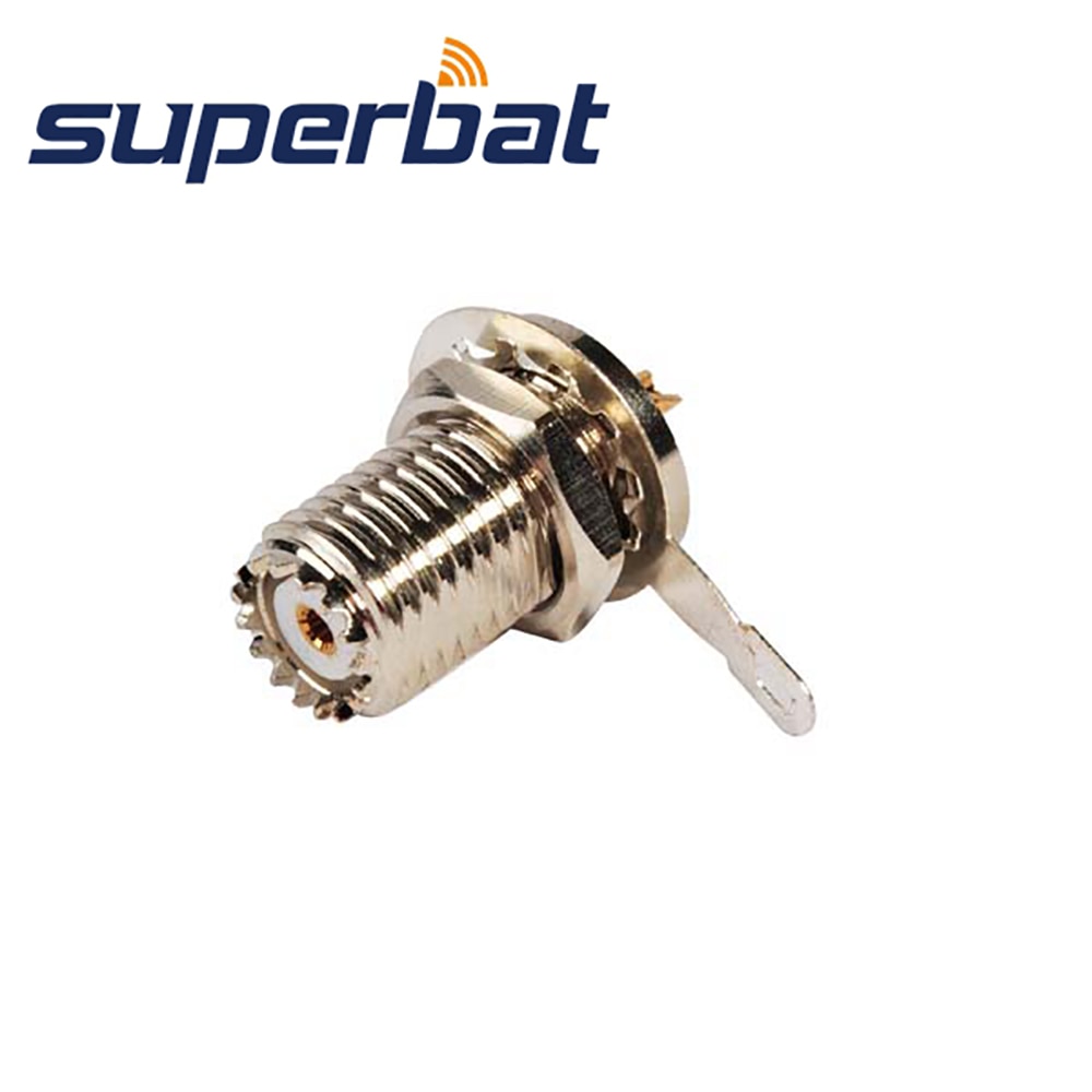 Superbat 10pcs Mini-UHF Panel Mount Female with nut and Solder Cup RF Coaxial Connector