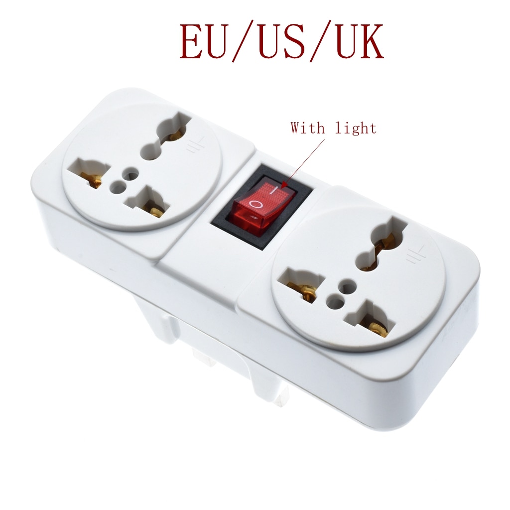 White Portable Universal Wall socket EU US UK extension socket 250V 6A 10A 125V power converter plug Adapter with on off switch