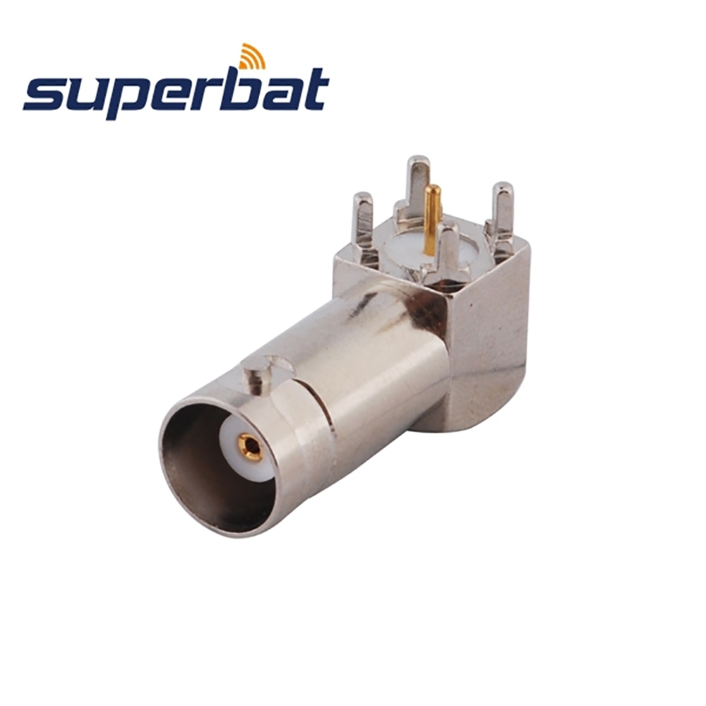 Superbat 10pcs BNC Connector Thru Hole Female Right Angle PCB Mount RF Coaxial Connector