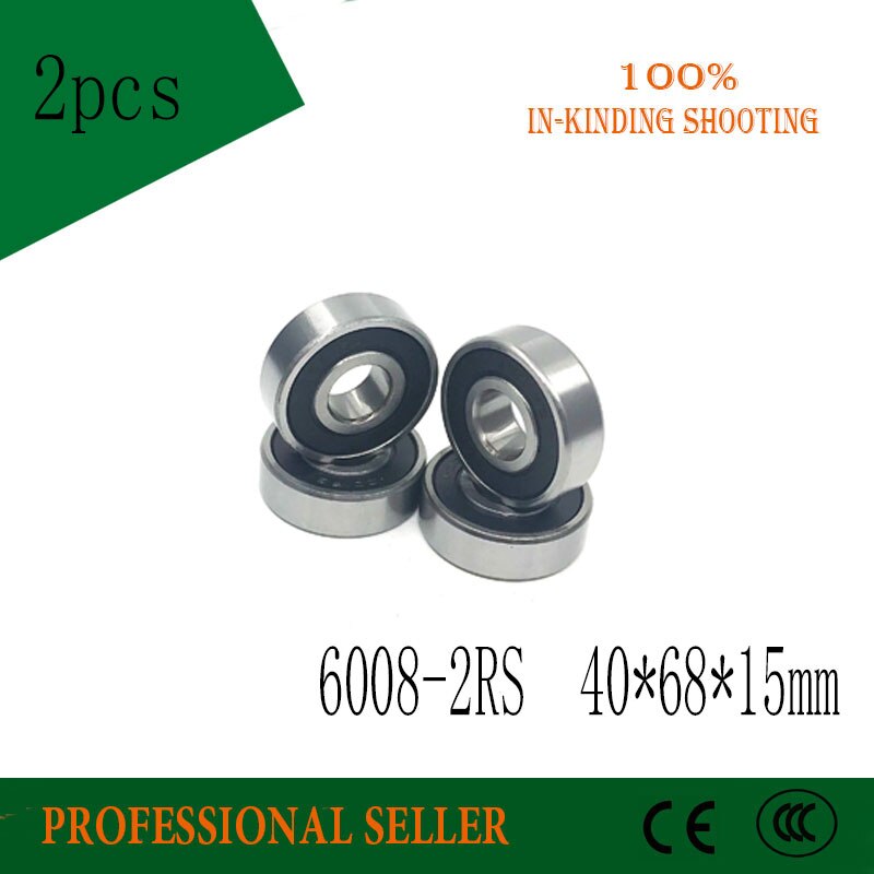 2pcs 6008RS Bearing 40*68*15mm Deep Groove 6008-2RS Ball Bearings 6008RS 180108 RS 6008 2RS 40X68X15mm
