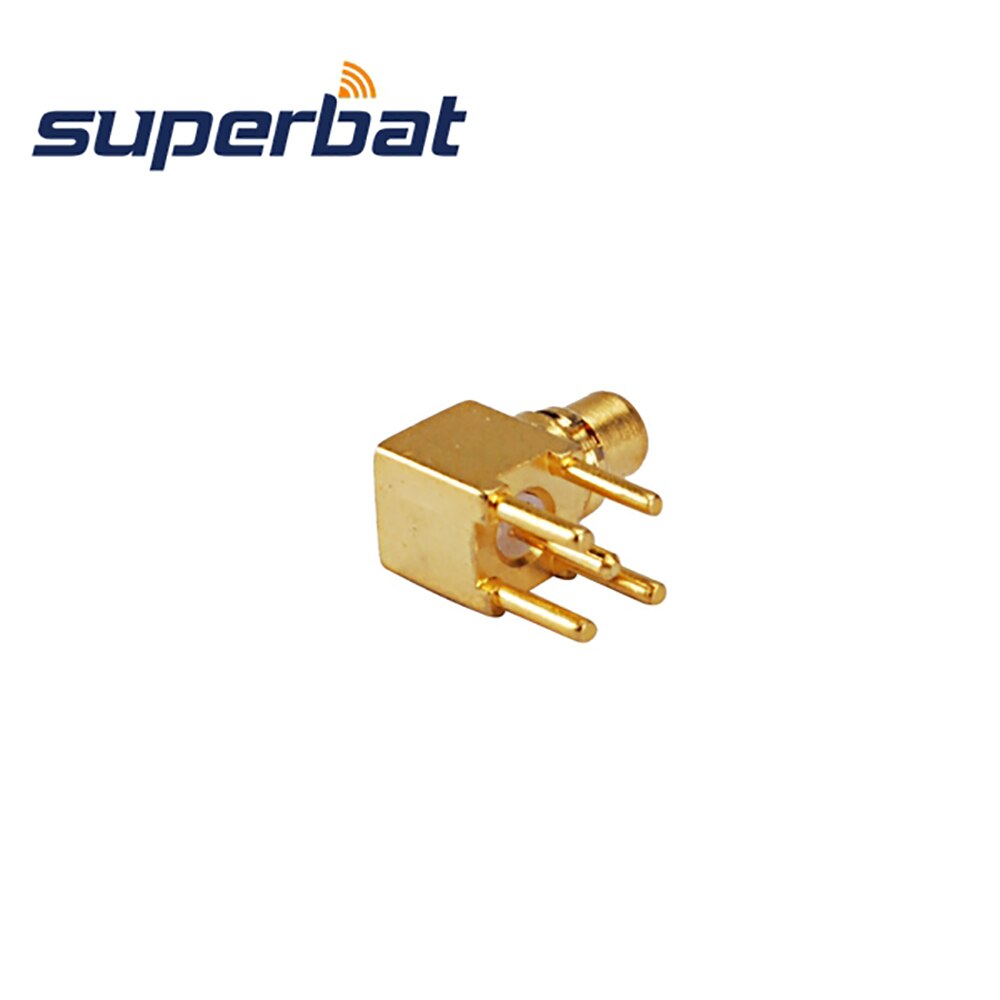 Superbat 10pcs MMCX thru hole Male Right Angle PCB Mount with Solder Post RF Coaxial Connector