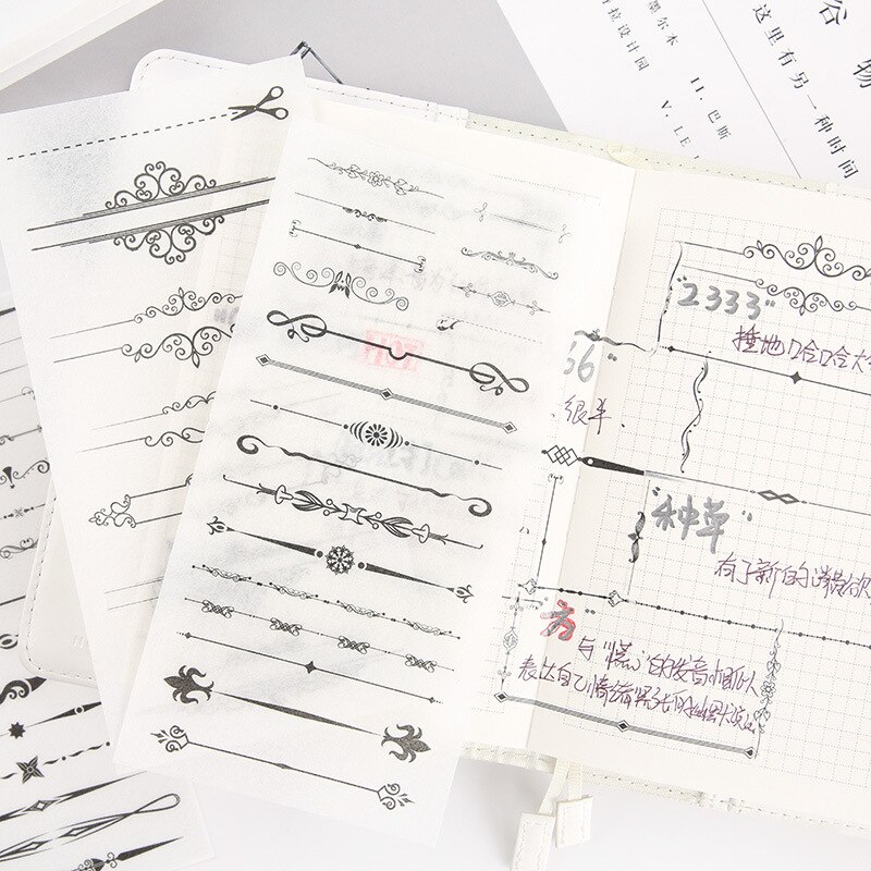 6Sheets/Pack Gorgeous Dividing Line Decoration Scrapbooking Stickers Transparent PVC Stationery Diary Stickers