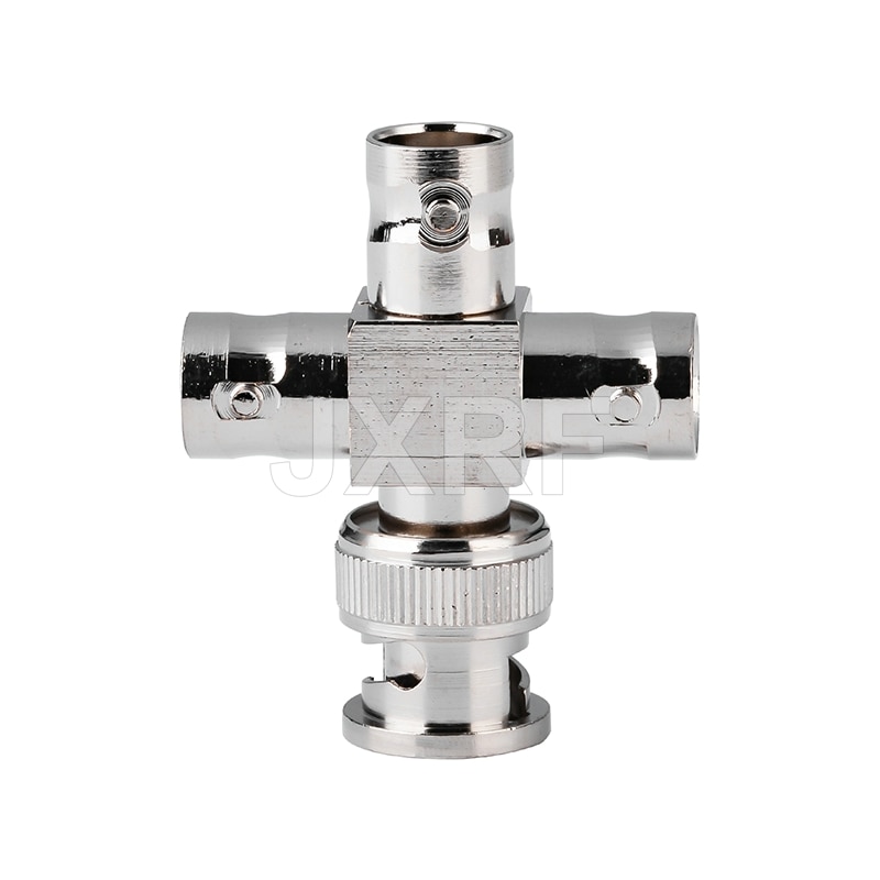 JX connector 1pcs RF Coaxial Coax Adapter BNC male to three 3x BNC female 4 way "+" type adapter connector
