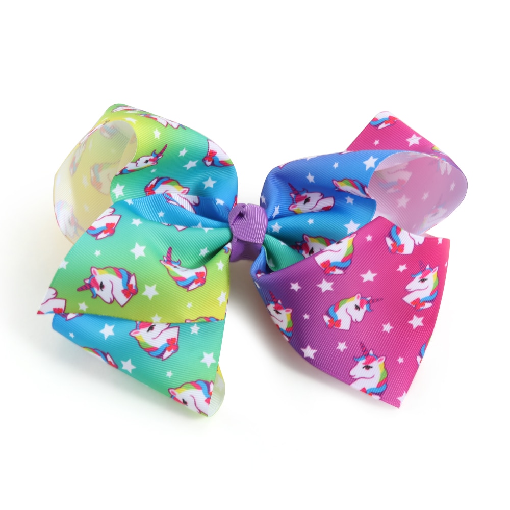 Fashion Unicorn Heart Bows Hair Clips Kids Girls Large Handmade Ribbon Hair Bows Hairgrips Birthday Gift Hair Accessories