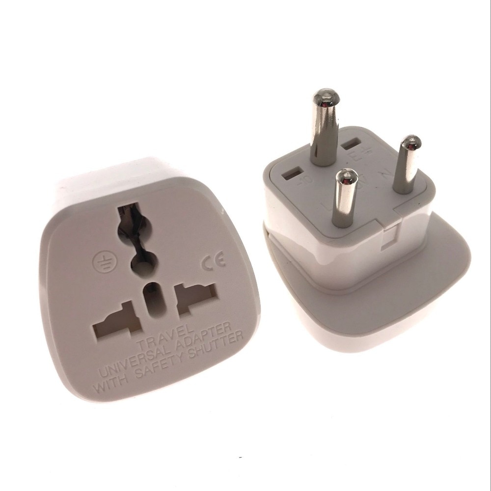 White Universal EU UK AU to South Africa AC Travel Power Plug Adapter Converter drop shipping US 3PIN PULG with safty gate